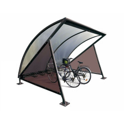 Abri vélos demi-lune Procity, initial avec bardage latéraux sans range vélos - Fixation sur platines - Noir foncé