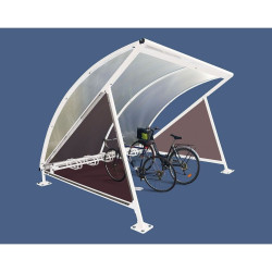 Abri vélos demi-lune Procity, initial avec bardage latéraux sans range vélos - Fixation sur platines - Blanc pur