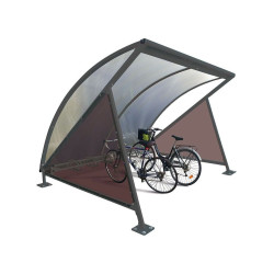 Abri vélos demi-lune Procity, initial avec bardage latéraux sans range vélos - Fixation sur platines - Gris Procity