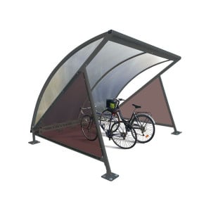 Abri vélos demi-lune Procity, initial avec bardage latéraux sans range vélos - Fixation sur platines - Gris Procity