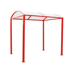 Abri vélos Voûte "M" en polycarbonate alvéolaire Procity, initial sans bardage, Fixation/platines galva - Rouge signalisation