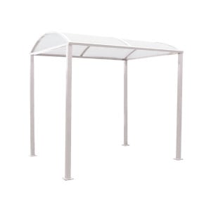 Abri vélos Voûte "M" en polycarbonate alvéolaire Procity, initial sans bardage, Fixation/platines galva - Gris soie