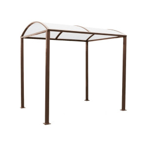 Abri vélos Voûte "M" en polycarbonate alvéolaire Procity, initial + Led sans bardage/platines galva - Brun chocolat