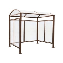 Abri vélos Voûte "M" Procity, initial + bardages fond + latéraux en polycarbonate -Version standard - Brun chocolat