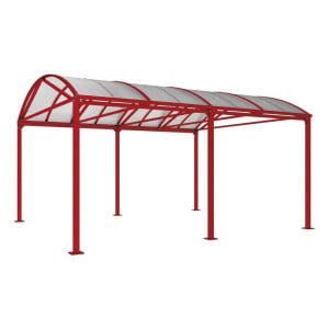 Abri vélos et motos Voûte "XXL" en polycarbonate alvéolaire Procity, sans bardage - Fixation/platine - Rouge pourpre