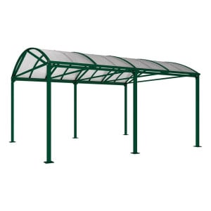 Abri vélos et motos Voûte "XXL" en polycarbonate alvéolaire Procity, sans bardage - Fixation/platine - Vert mousse