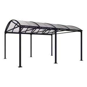 Abri vélos et motos Voûte "XXL" en polycarbonate alvéolaire Procity, sans bardage - Fixation/platine - Noir foncé