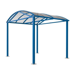 Abri vélos et motos Voûte "L" en polycarbonate alvéolaire Procity, sans bardage - Fixation/platine galva - Bleu gentiane