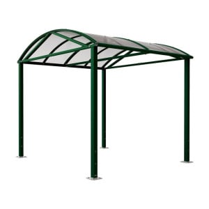 Abri vélos et motos Voûte "L" en polycarbonate alvéolaire Procity, sans bardage - Fixation/platine galva - Vert mousse