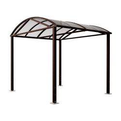 Abri vélos et motos Voûte "L" en polycarbonate alvéolaire Procity, sans bardage - Fixation/platine galva - Brun chocolat
