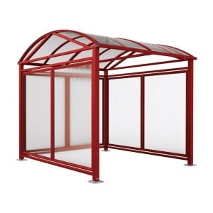 Abri vélos et motos Voûte "L" Procity, initial + bardages fond + latéraux en polycarbonate/platine galva - Rouge pourpre