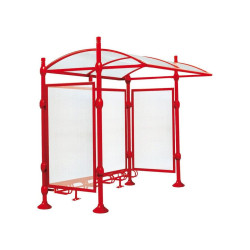 Abri vélos Province City Procity, initial sans bardage, voute polycarbonate, support vélos 6 places - Rouge signalisation