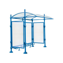 Abri vélos Province City Procity, initial sans bardage, voute polycarbonate, support vélos 6 places - Bleu gentiane