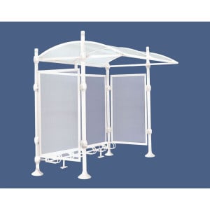 Abri vélos Province City Procity, initial sans bardage, voute polycarbonate, support vélos 6 places - Blanc pur