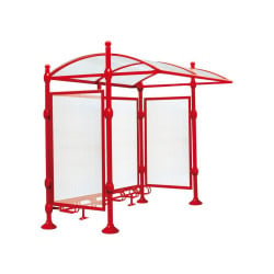Abri vélos Province Boule Procity, initial sans bardage, voute polycarbonate, support vélos 6 places - Rouge signalisation