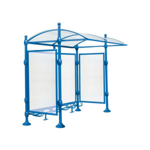 Abri vélos Province Boule Procity, initial sans bardage, voute polycarbonate, support vélos 6 places - Bleu gentiane