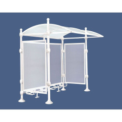 Abri vélos Province Boule Procity, initial sans bardage, voute polycarbonate, support vélos 6 places - Blanc pur