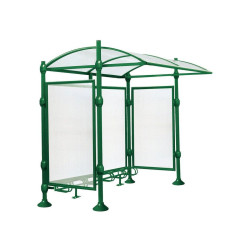 Abri vélos Province Inox brossé Procity, initial sans bardage, voute polycarbonate, support vélos 6 places - Vert mousse