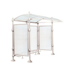 Abri vélos Province Inox brossé Procity, initial sans bardage, voute polycarbonate, support vélos 6 places - Gris soie