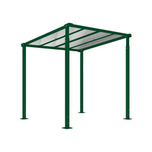 Abri vélos Milan passage couvert Procity, module initial, toiture polycarbonate, fixation sur platines - Vert mousse