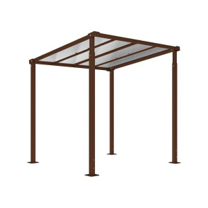 Abri vélos Milan passage couvert Procity, module initial, toiture polycarbonate, fixation sur platines - Brun chocolat