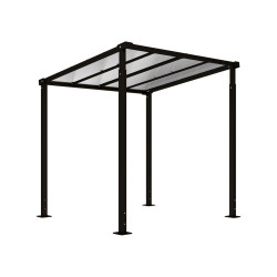 Abri vélos Milan passage couvert Procity, module initial, toiture polycarbonate, fixation sur platines - Noir foncé