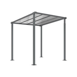 Abri vélos Milan passage couvert Procity, module initial, toiture polycarbonate, fixation sur platines - Gris Procity