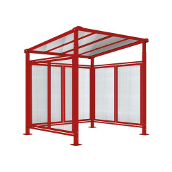 Abri vélos Milan Procity, module initial + bardages fond + latéraux, fixation sur platine galva - Rouge pourpre