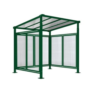 Abri vélos Milan Procity, module initial + bardages fond + latéraux, fixation sur platine galva - Vert mousse