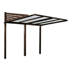 Abri vélos Conviviale Procity, module initial sans bardage, toiture en polycarbonate - Scellement direct - Brun chocolat