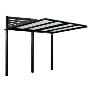 Abri vélos Conviviale Procity, module initial sans bardage, toiture en polycarbonate - Scellement direct - Noir foncé