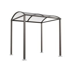 Abri vélos Voûte "M" en polycarbonate alvéolaire Procity, initial sans bardage, Fixation/platines galva - Gris Procity