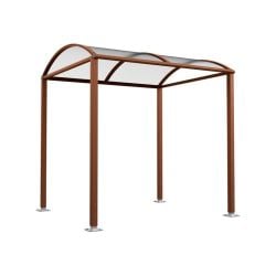 Abri vélos Voûte "M" en polycarbonate alvéolaire Procity, initial sans bardage, Fixation/platines galva - Aspect Corten