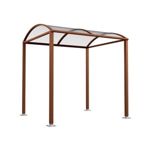 Abri vélos Voûte "M" en polycarbonate alvéolaire Procity, initial sans bardage, Fixation/platines galva - Aspect Corten