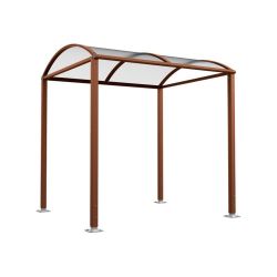 Abri vélos Voûte "M" en polycarbonate alvéolaire Procity, initial + Led sans bardage/platines galva - Aspect Corten