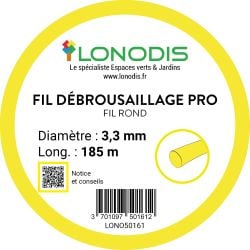 Fil de débroussaillage PRO Rond 3,3mm Jaune bobine de 185m