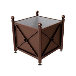 Bac à palmier acier Province Boule Procity, 1000x1000x900 mm - Intérieur tôle galva - Brun chocolat