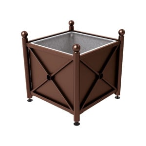 Bac à palmier acier Province Boule Procity, 1000x1000x900 mm - Bac acier amovible + anneaux - Brun chocolat