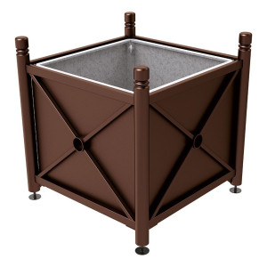 Bac à palmier acier Province City Procity, 1000x1000x900 mm - Bac acier amovible + anneaux - Brun chocolat
