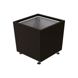 Bac à palmier Olbia carré Procity, acier galvanisé, 785x785x760 mm - Bac acier amovible + anneaux - Noir foncé