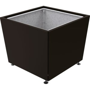 Bac à palmier Olbia carré Procity, acier galvanisé, 1170x1170x975 mm - Bac acier amovible + anneaux - Noir foncé