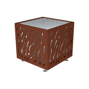 Bac à palmier Venise monochrome Procity, acier galvanisé, 790x790x760 mm - Intérieur tôle galva - Aspect Corten