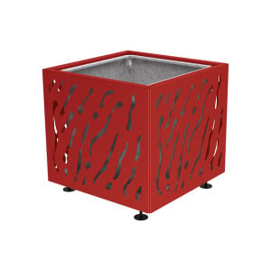 Bac à palmier Venise monochrome Procity, acier galvanisé, 790x790x760 mm - Bac acier amovible + anneaux - Rouge pourpre