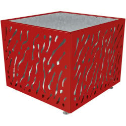 Bac à palmier Venise monochrome Procity, acier galvanisé, 1145x1145x960 mm - Intérieur tôle galva - Rouge pourpre