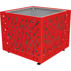 Bac à palmier Venise monochrome Procity, acier galvanisé, 1145x1145x960 mm - Bac acier amovible + anneaux - Rouge signalisation