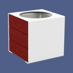 Bac à palmier KUB. acier/bois Procity, lasuré acajou, 450x450x450 mm - Bac acier amovible - Blanc pur