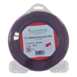 Fil de débroussaillage PRO Carré 3,3mm Rouge, blister de 40m