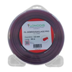 Fil de débroussaillage PRO Carré 3,0mm Rouge, blister de 50m