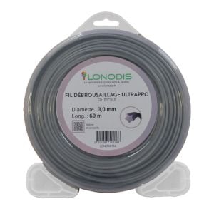 Fil de débroussaillage ULTRAPRO Alu Etoile3,0mm Gris, blister de 60m