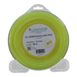 Fil de débroussaillage PRO Rond 2,4mm Jaune, blister de 88m